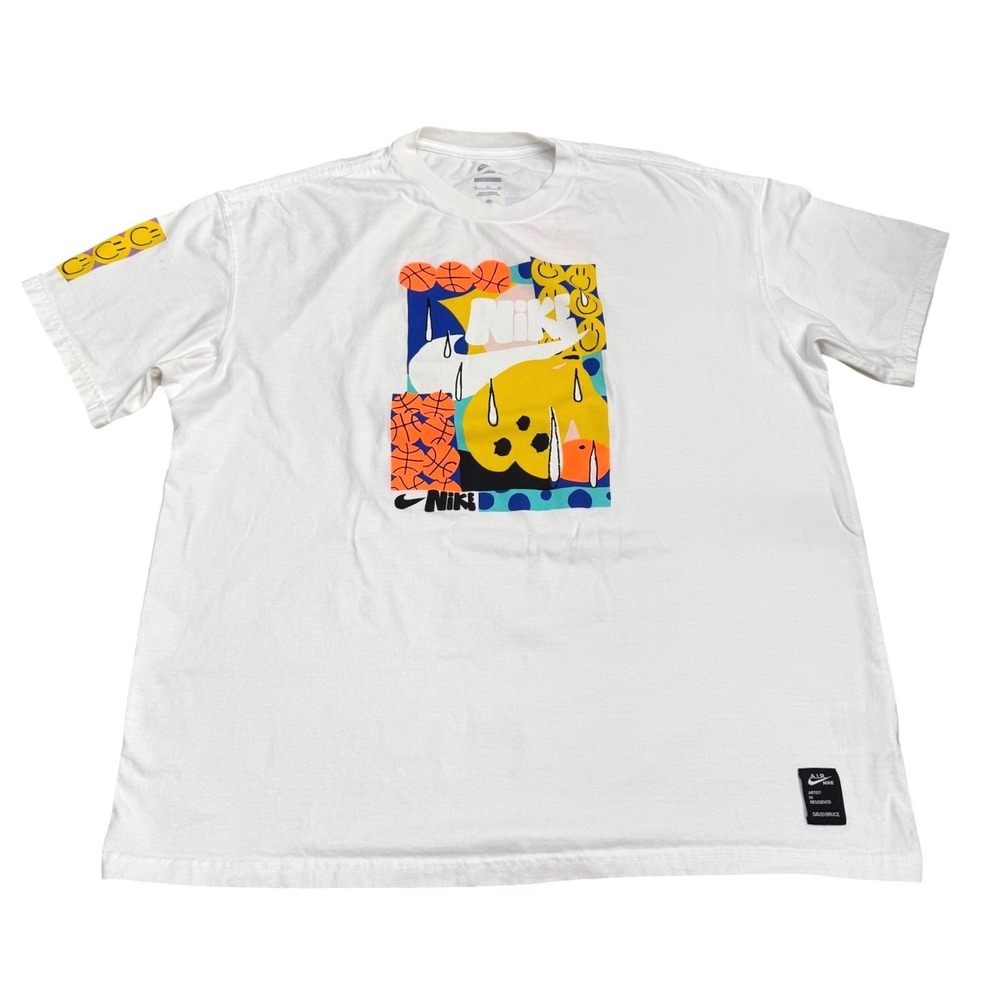 Nike A.I.R. David Bruce Artist Graphic T-Shirt Mens XL White EUC Sporty Casual